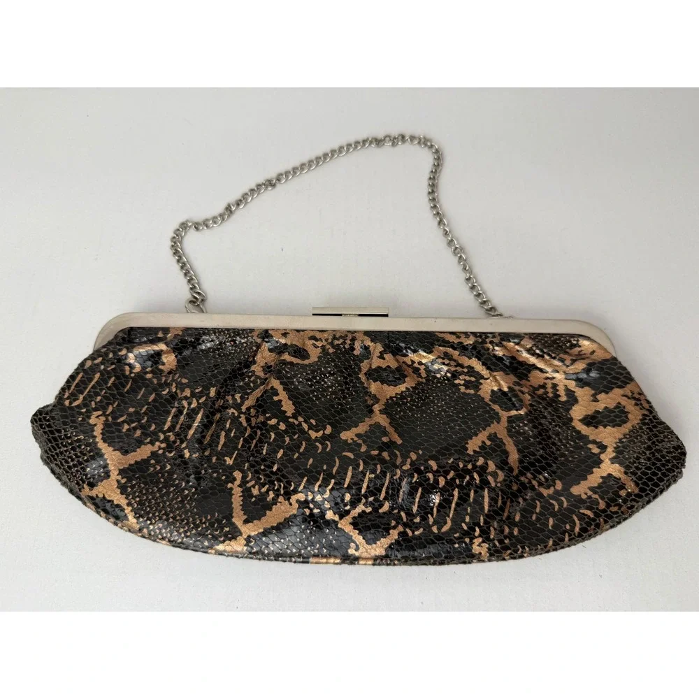 Deux Lux Snakeskin Clutch Womens Small Bronze Gold Fair Metallic Evening Bag